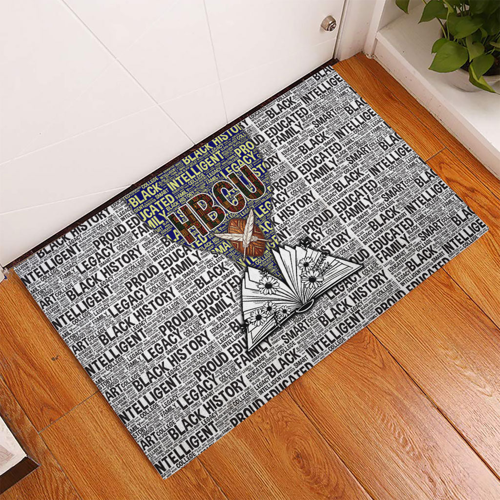 HBCU Black History Legacy Rubber Doormat Word Cloud African Shield Knowledge Book