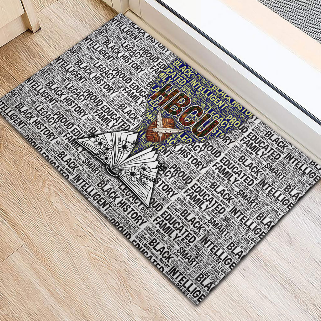 HBCU Black History Legacy Rubber Doormat Word Cloud African Shield Knowledge Book