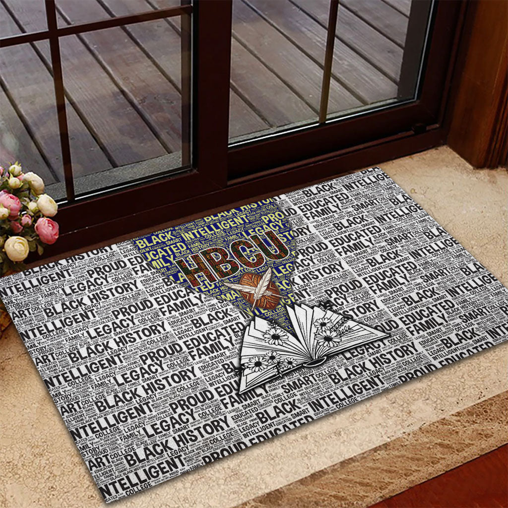 HBCU Black History Legacy Rubber Doormat Word Cloud African Shield Knowledge Book
