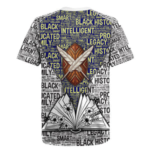 HBCU Black History Legacy Rugby Jersey Word Cloud African Shield Knowledge Book