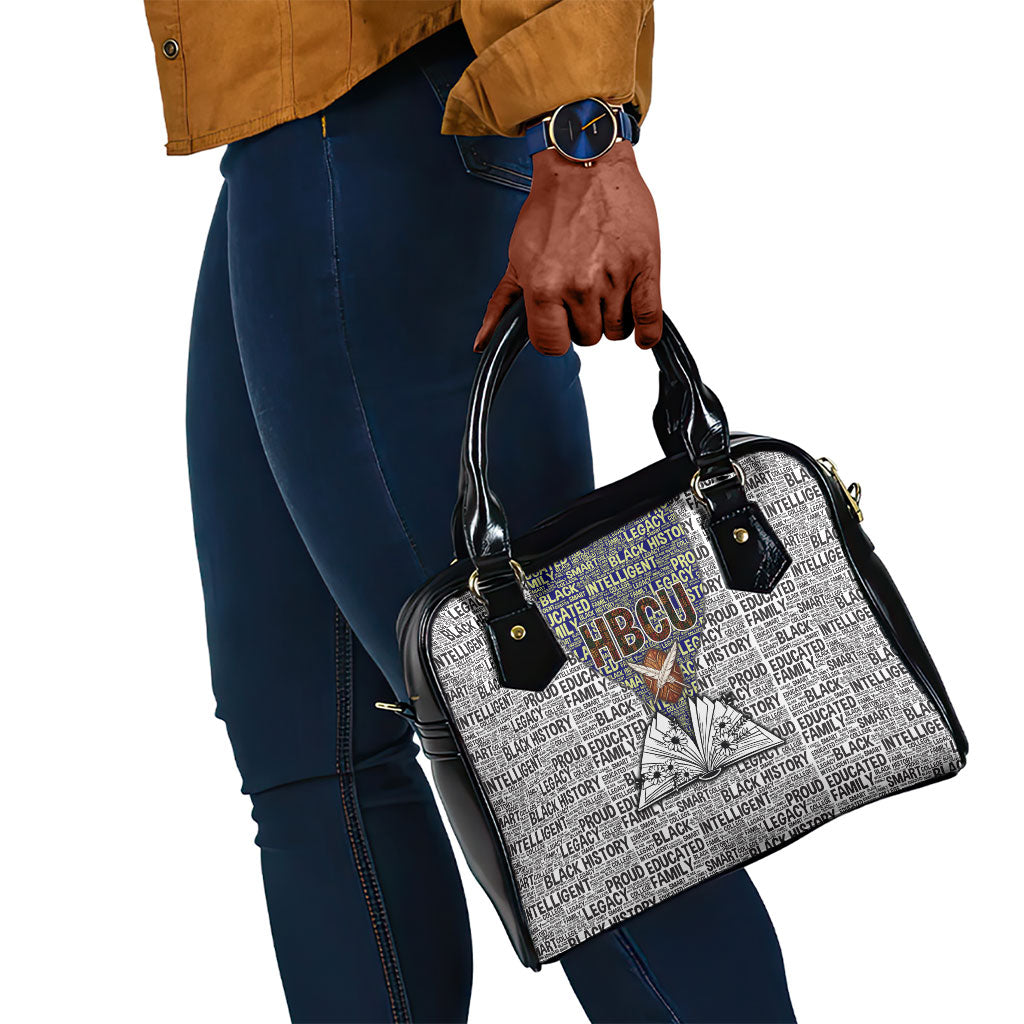 HBCU Black History Legacy Shoulder Handbag Word Cloud African Shield Knowledge Book