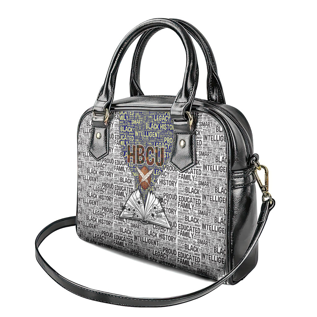 HBCU Black History Legacy Shoulder Handbag Word Cloud African Shield Knowledge Book