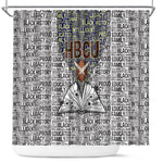 HBCU Black History Legacy Shower Curtain Word Cloud African Shield Knowledge Book