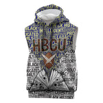 HBCU Black History Legacy Sleeveless Hoodie Word Cloud African Shield Knowledge Book