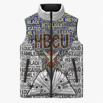HBCU Black History Legacy Sleeveless Puffer Jacket Word Cloud African Shield Knowledge Book