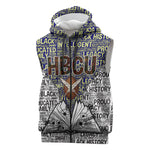 HBCU Black History Legacy Sleeveless Zip Hoodie Word Cloud African Shield Knowledge Book
