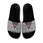 HBCU Black History Legacy Slide Sandals Word Cloud African Shield Knowledge Book