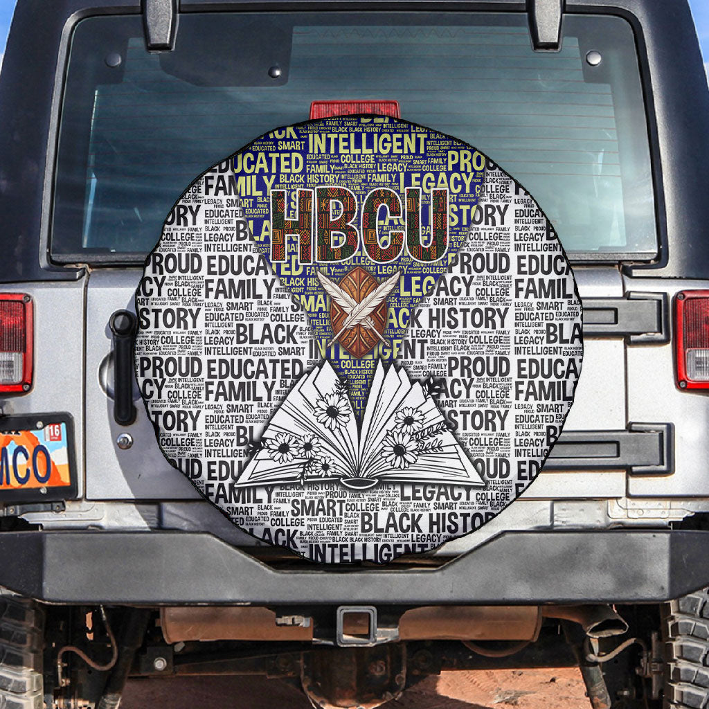 HBCU Black History Legacy Spare Tire Cover Word Cloud African Shield Knowledge Book