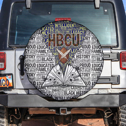 HBCU Black History Legacy Spare Tire Cover Word Cloud African Shield Knowledge Book