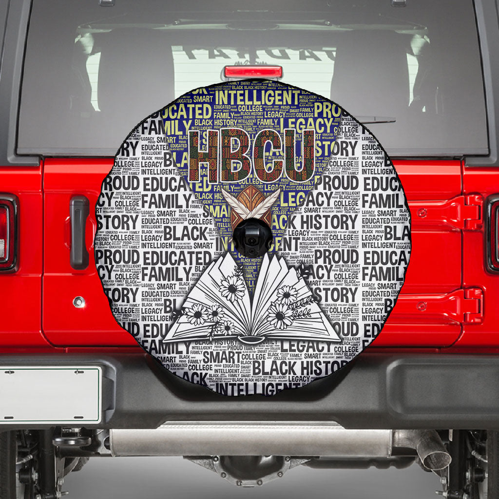 HBCU Black History Legacy Spare Tire Cover Word Cloud African Shield Knowledge Book