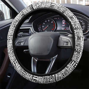 HBCU Black History Legacy Steering Wheel Cover Word Cloud African Shield Knowledge Book