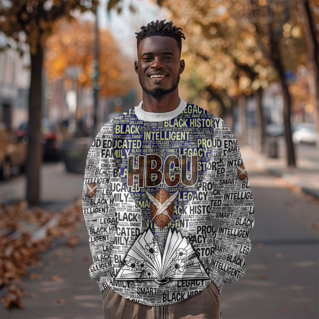 HBCU Black History Legacy Sweatshirt Word Cloud African Shield Knowledge Book