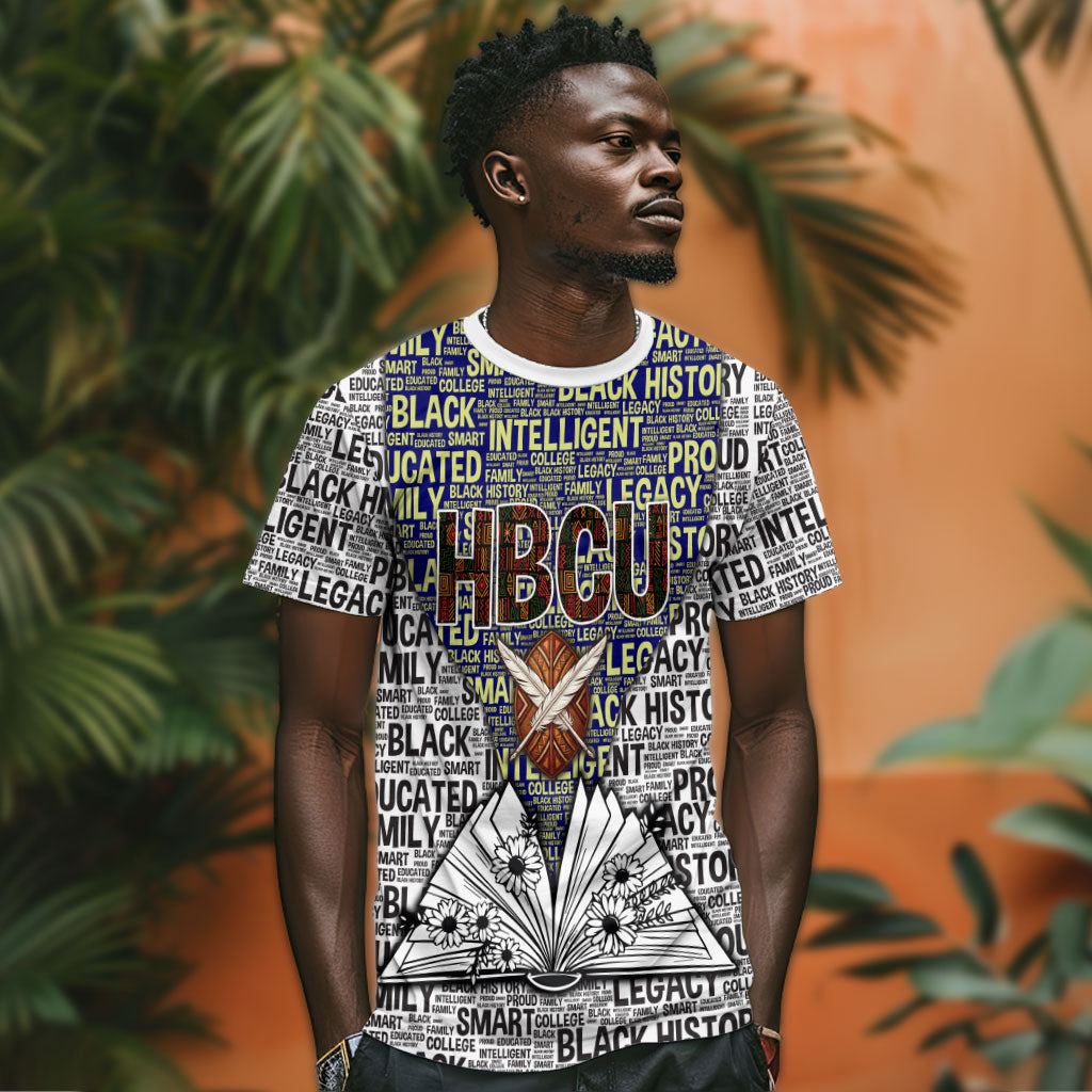 HBCU Black History Legacy T shirt Word Cloud African Shield Knowledge Book