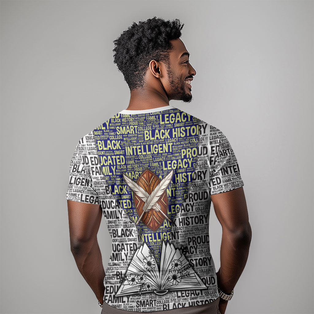 HBCU Black History Legacy T shirt Word Cloud African Shield Knowledge Book