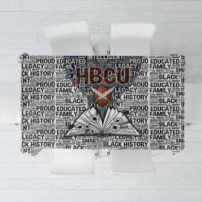 HBCU Black History Legacy Tablecloth Word Cloud African Shield Knowledge Book