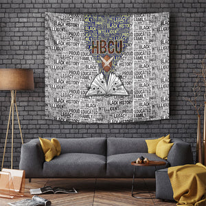 HBCU Black History Legacy Tapestry Word Cloud African Shield Knowledge Book