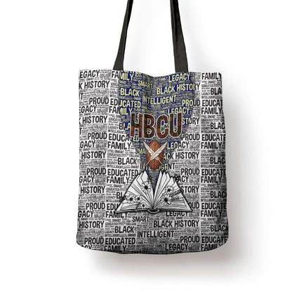 HBCU Black History Legacy Tote Bag Word Cloud African Shield Knowledge Book