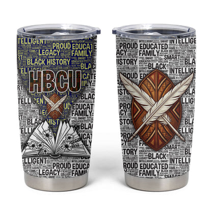 HBCU Black History Legacy Tumbler Cup Word Cloud African Shield Knowledge Book