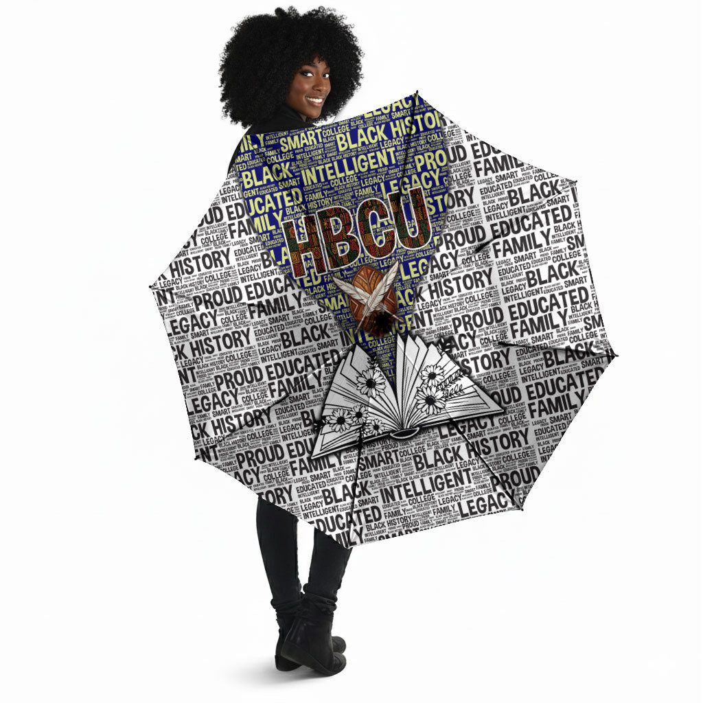 HBCU Black History Legacy Umbrella Word Cloud African Shield Knowledge Book
