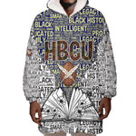 HBCU Black History Legacy Wearable Blanket Hoodie Word Cloud African Shield Knowledge Book