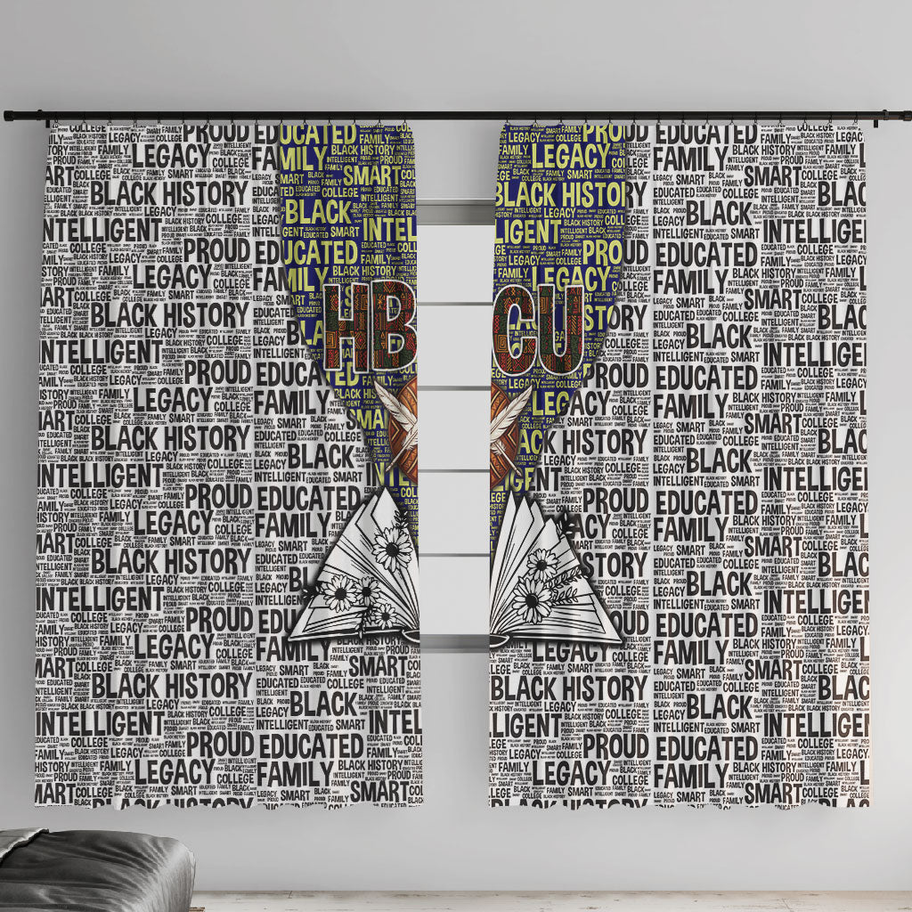 HBCU Black History Legacy Window Curtain Word Cloud African Shield Knowledge Book