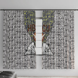 HBCU Black History Legacy Window Curtain Word Cloud African Shield Knowledge Book