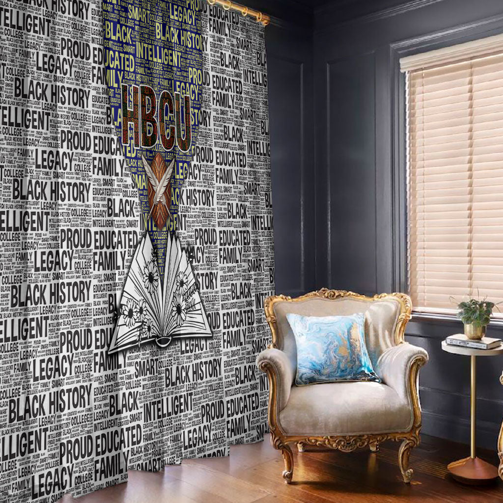 HBCU Black History Legacy Window Curtain Word Cloud African Shield Knowledge Book
