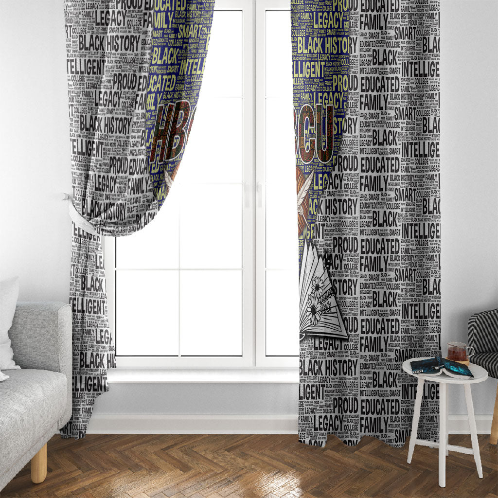 HBCU Black History Legacy Window Curtain Word Cloud African Shield Knowledge Book