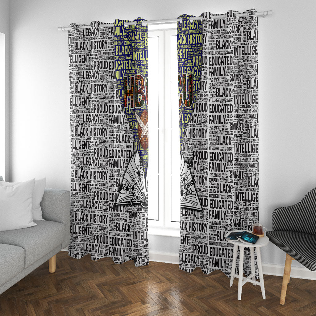 HBCU Black History Legacy Window Curtain Word Cloud African Shield Knowledge Book