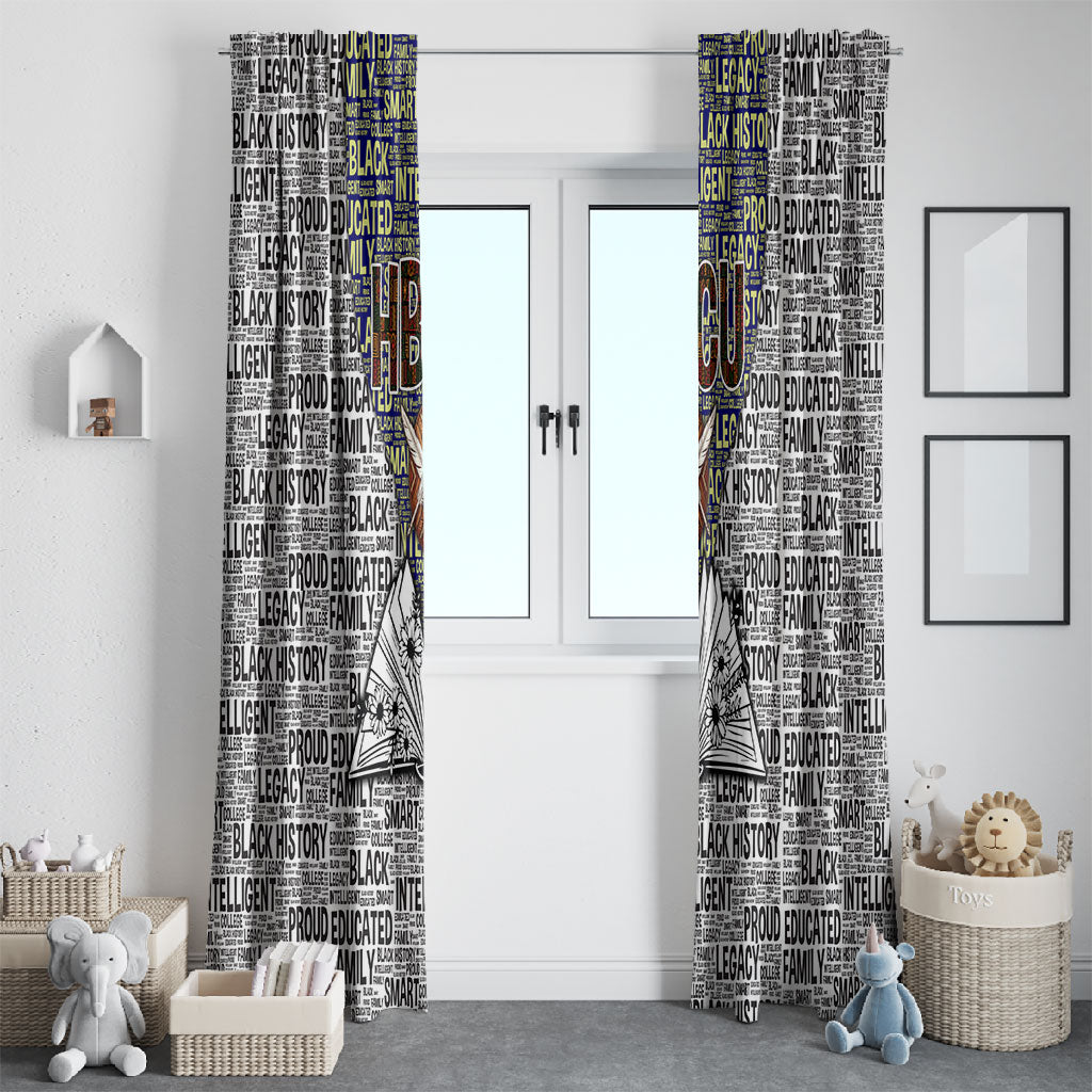 HBCU Black History Legacy Window Curtain Word Cloud African Shield Knowledge Book