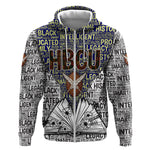 HBCU Black History Legacy Zip Hoodie Word Cloud African Shield Knowledge Book