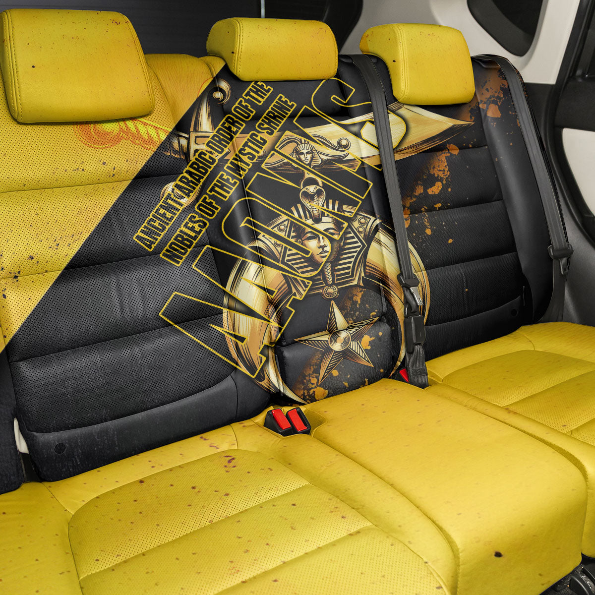 Nobles Shriners Pharaoh Back Car Seat Cover Egyptian Pharaoh King Tut Art With Gold Scimitar Emblem