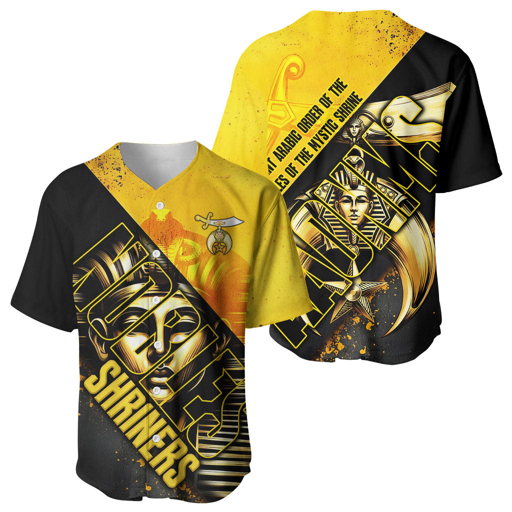 Nobles Shriners Pharaoh Baseball Jersey Egyptian Pharaoh King Tut Art With Gold Scimitar Emblem