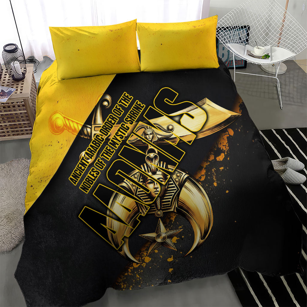 Nobles Shriners Pharaoh Bedding Set Egyptian Pharaoh King Tut Art With Gold Scimitar Emblem