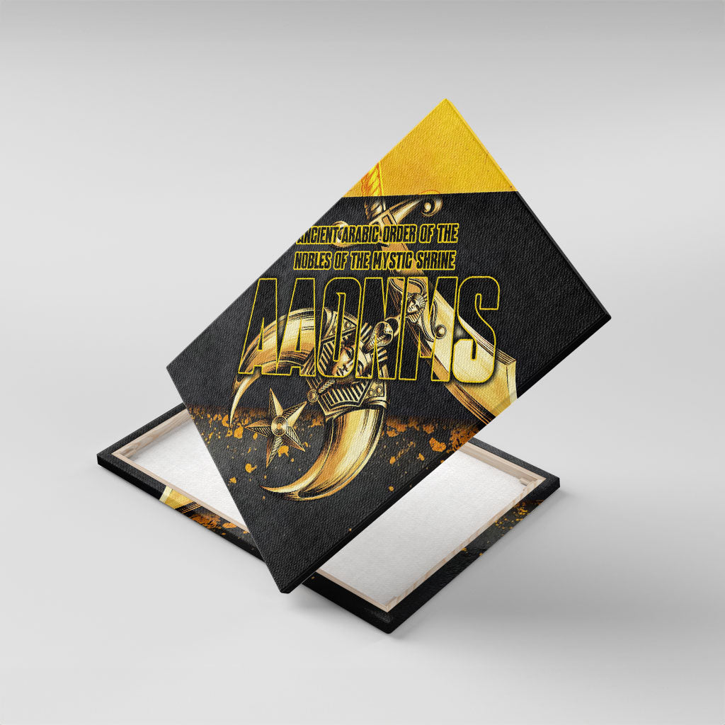 Nobles Shriners Pharaoh Canvas Wall Art Egyptian Pharaoh King Tut Art With Gold Scimitar Emblem