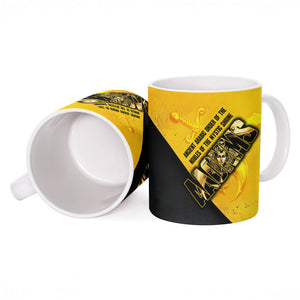 Nobles Shriners Pharaoh Ceramic Mug Egyptian Pharaoh King Tut Art With Gold Scimitar Emblem
