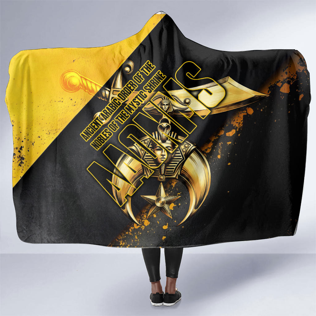 Nobles Shriners Pharaoh Hooded Blanket Egyptian Pharaoh King Tut Art With Gold Scimitar Emblem