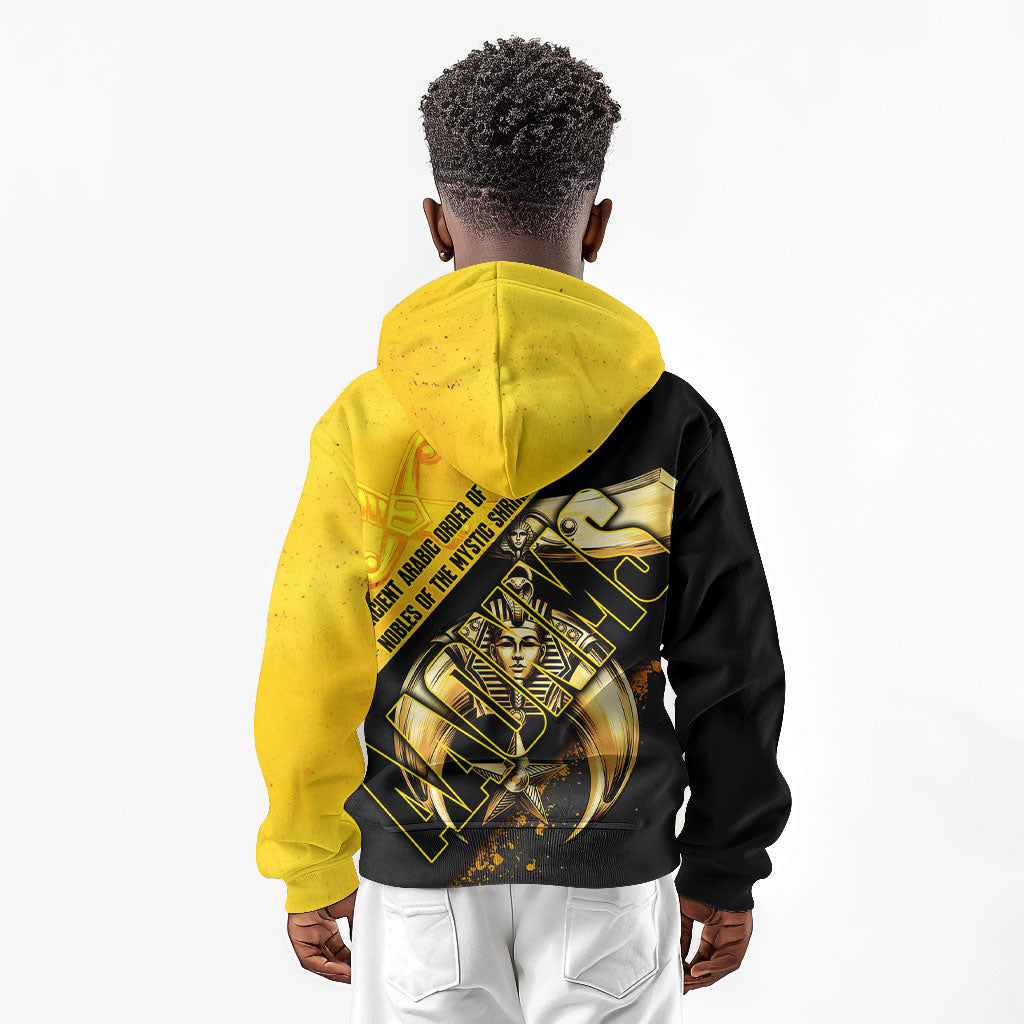 Nobles Shriners Pharaoh Kid Hoodie Egyptian Pharaoh King Tut Art With Gold Scimitar Emblem