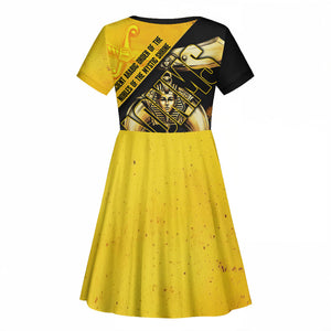 Nobles Shriners Pharaoh Kid Short Sleeve Dress Egyptian Pharaoh King Tut Art With Gold Scimitar Emblem