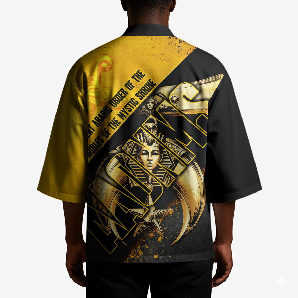 Nobles Shriners Pharaoh Kimono Egyptian Pharaoh King Tut Art With Gold Scimitar Emblem
