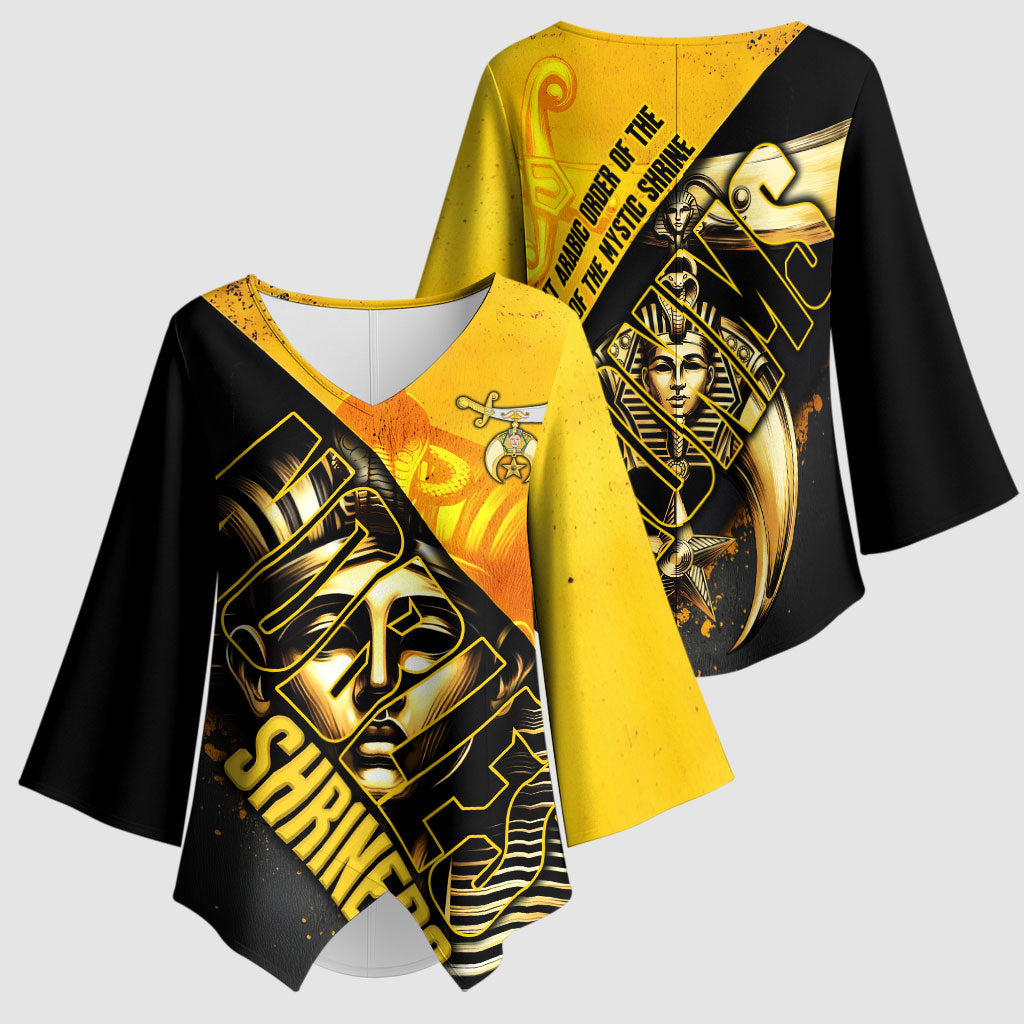 Nobles Shriners Pharaoh Kimono Sleeve Blouse Egyptian Pharaoh King Tut Art With Gold Scimitar Emblem