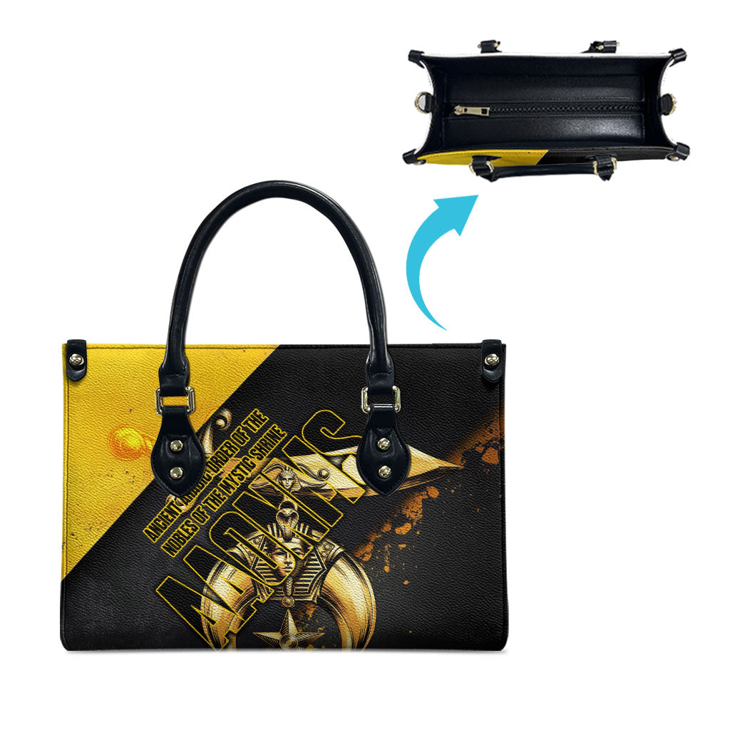 Nobles Shriners Pharaoh Leather Bag Egyptian Pharaoh King Tut Art With Gold Scimitar Emblem