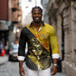 Nobles Shriners Pharaoh Long Sleeve Button Shirt Egyptian Pharaoh King Tut Art With Gold Scimitar Emblem