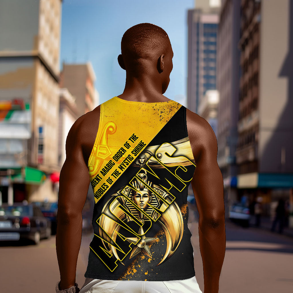 Nobles Shriners Pharaoh Men Tank Top Egyptian Pharaoh King Tut Art With Gold Scimitar Emblem