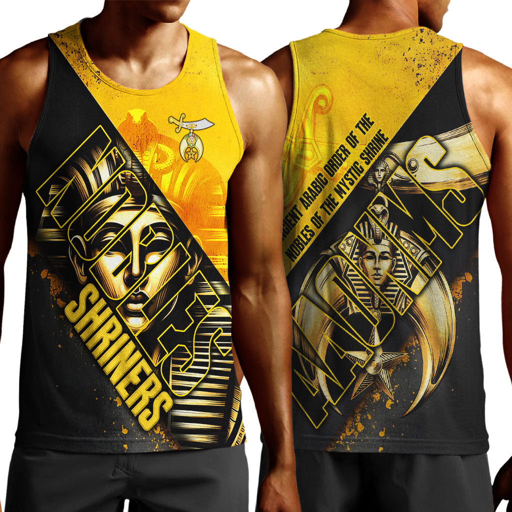 Nobles Shriners Pharaoh Men Tank Top Egyptian Pharaoh King Tut Art With Gold Scimitar Emblem
