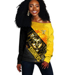 Nobles Shriners Pharaoh Off Shoulder Sweater Egyptian Pharaoh King Tut Art With Gold Scimitar Emblem