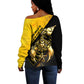 Nobles Shriners Pharaoh Off Shoulder Sweater Egyptian Pharaoh King Tut Art With Gold Scimitar Emblem