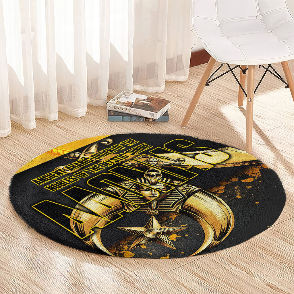 Nobles Shriners Pharaoh Round Carpet Egyptian Pharaoh King Tut Art With Gold Scimitar Emblem