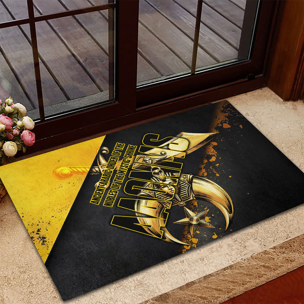 Nobles Shriners Pharaoh Rubber Doormat Egyptian Pharaoh King Tut Art With Gold Scimitar Emblem