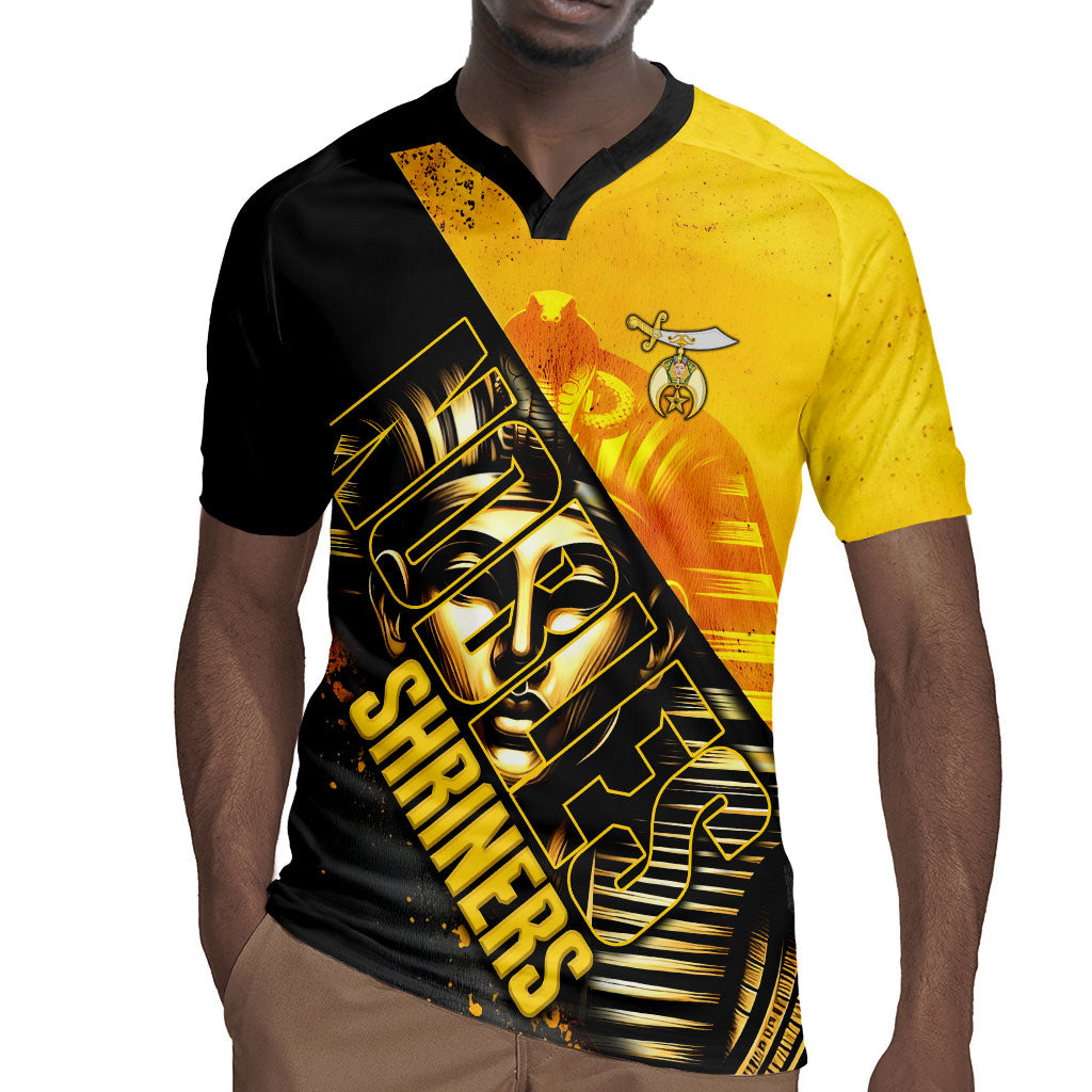 Nobles Shriners Pharaoh Rugby Jersey Egyptian Pharaoh King Tut Art With Gold Scimitar Emblem